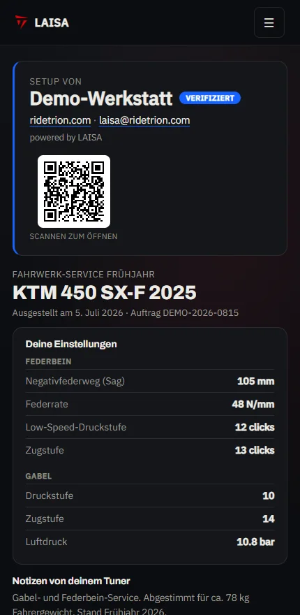 Die Pass-Seite, wie der Kunde sie sieht
